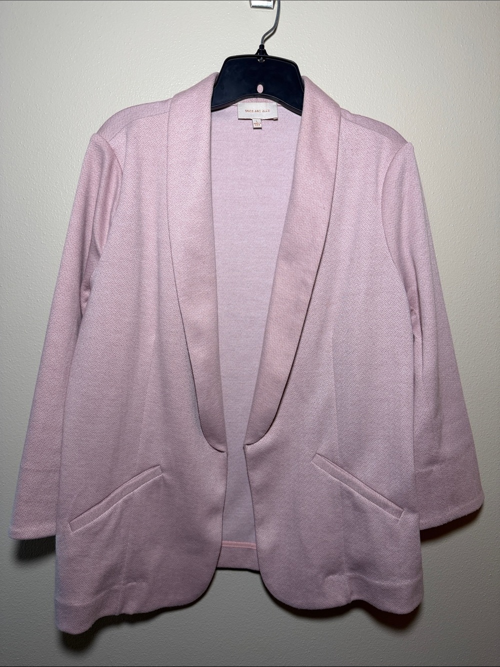 Skies Are Blue Light Pink Open-Front Shawl Collar Blazer